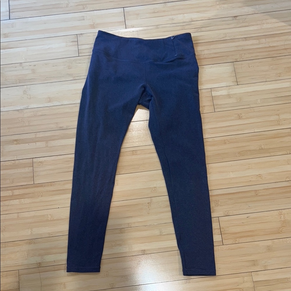 Blue Performance Leggings with Wide Waistband